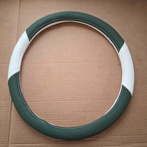 Green and White Steering Wheel Cover 15" Diameter